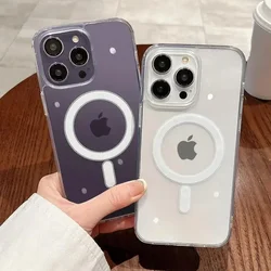 Sleek Transparent MagSafe Shockproof Case with Magnetic Charging Feature for iPhone 15 Plus (Two Pieces)