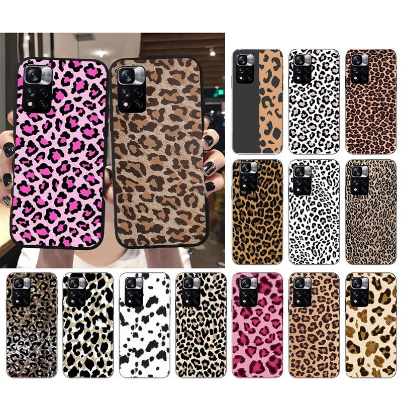 

Phone Case For Xiaomi Redmi Note 12S 12 Pro 11S 11 10 9 Pro 10S Redmi 10 9 9C 9T 9A 10C Pink leopard Print Case