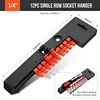Hi Spec 1/4" 3/8" 1/2" Socket Wrench Storage Rack Rail Holder Portable Black&Red Organizer Home Tool Organizer Cabinet 6
