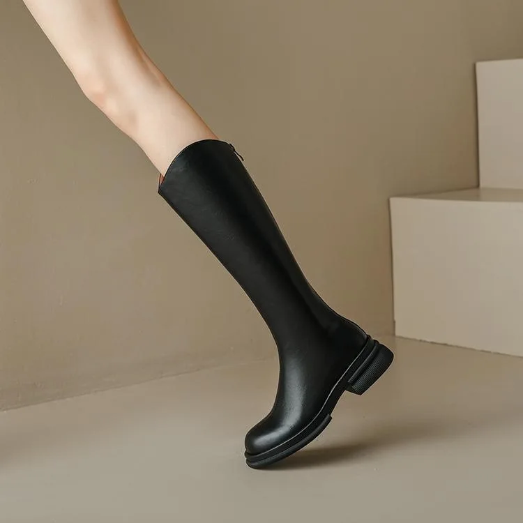 

Women's Rubber Boots Sexy Thigh High Heels High Sexy Autumn Shoes Round Toe Boots-Women Winter Footwear Zipper Rain Over-the-Kne