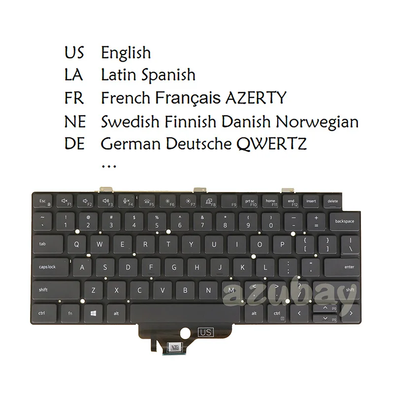 Teclado Retroiluminado para Dell Latitude 5320 5330 5340 7320 7330 Nós la Espanhol sd fi dk Alemão Qwreck Francês Azerty