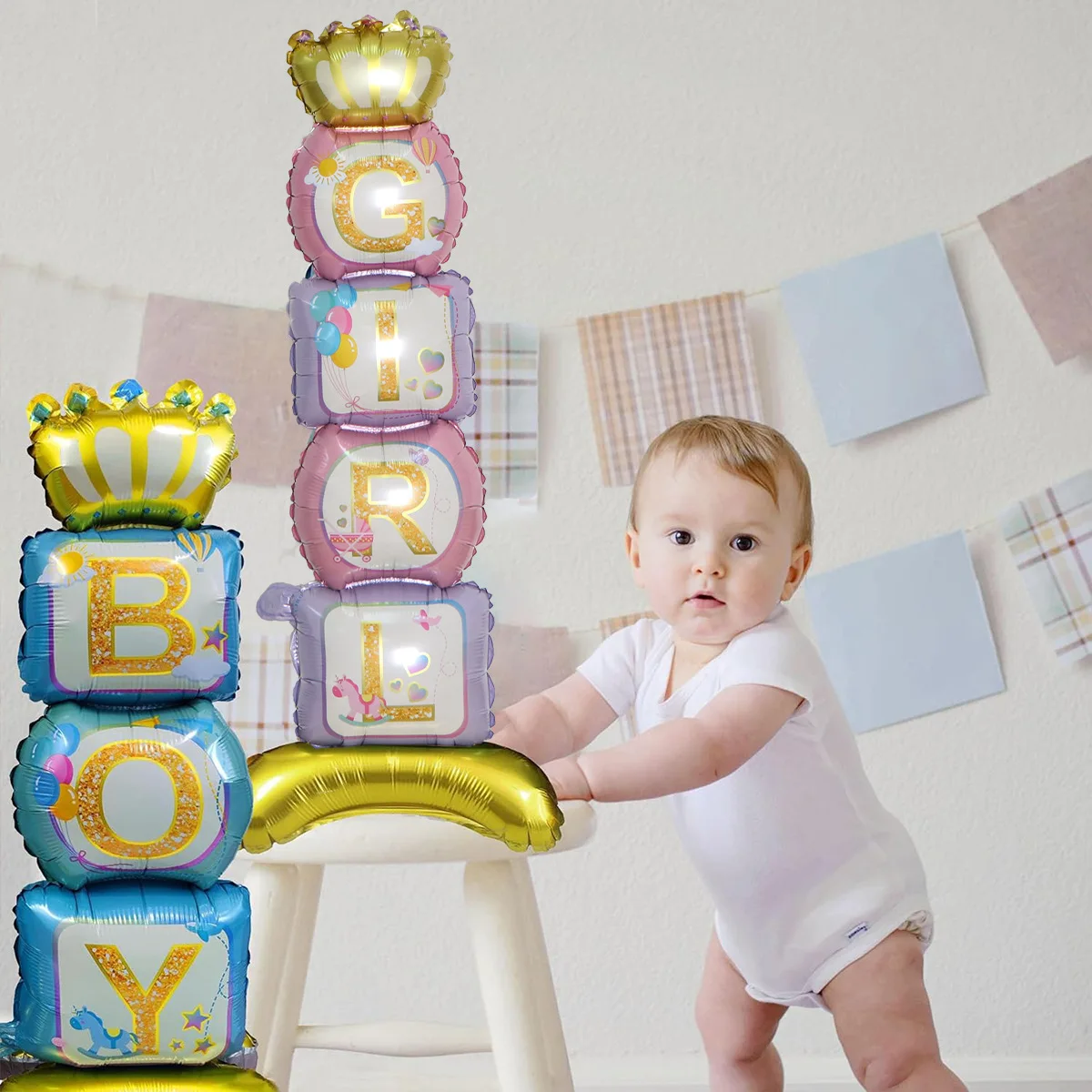 Kids Birthday Party Foil Balloons foil birthday balloons Baby Boy Girl 4D Bear Helium Ballon First 1st Birthday Party Baby Shower Decorations