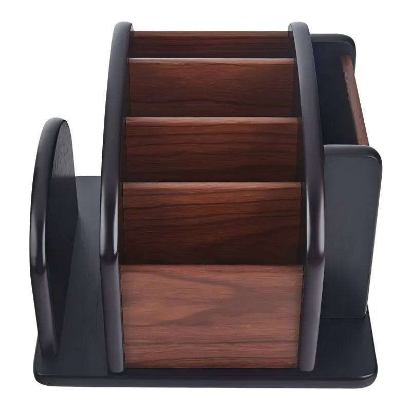 Wooden Multifunctional Storage Box Desk Desktop Pen Holder Business Card Storage Ornaments Can Be Rotated