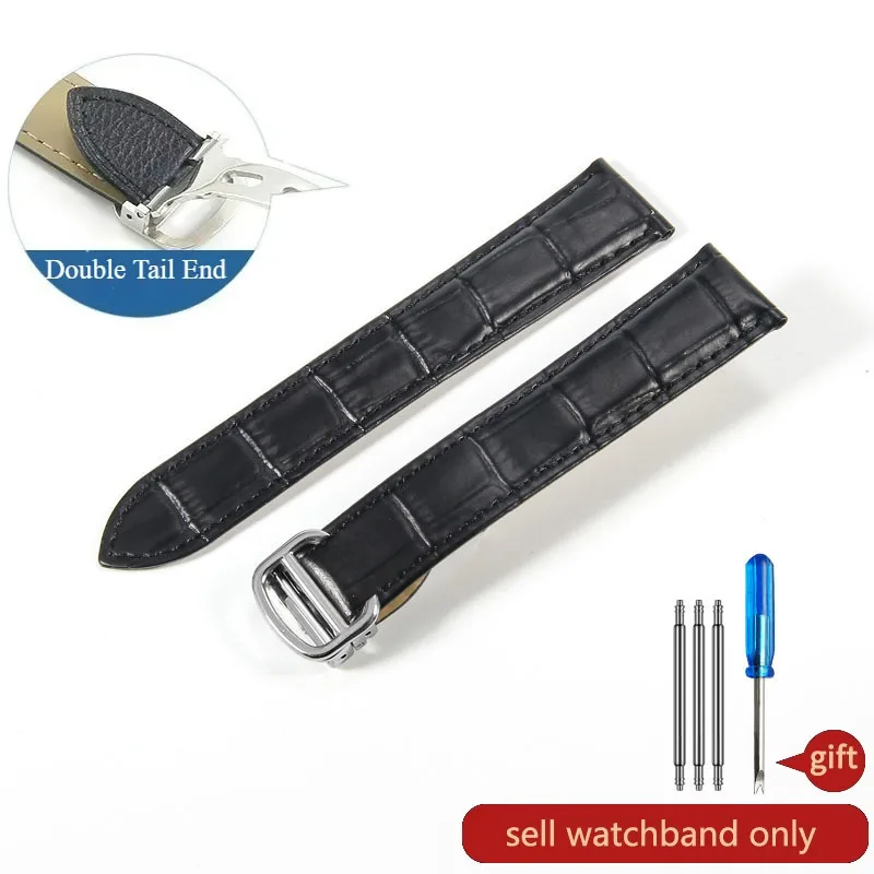 Luxury Leather Watch Strap with Clasp - Black/Brown
