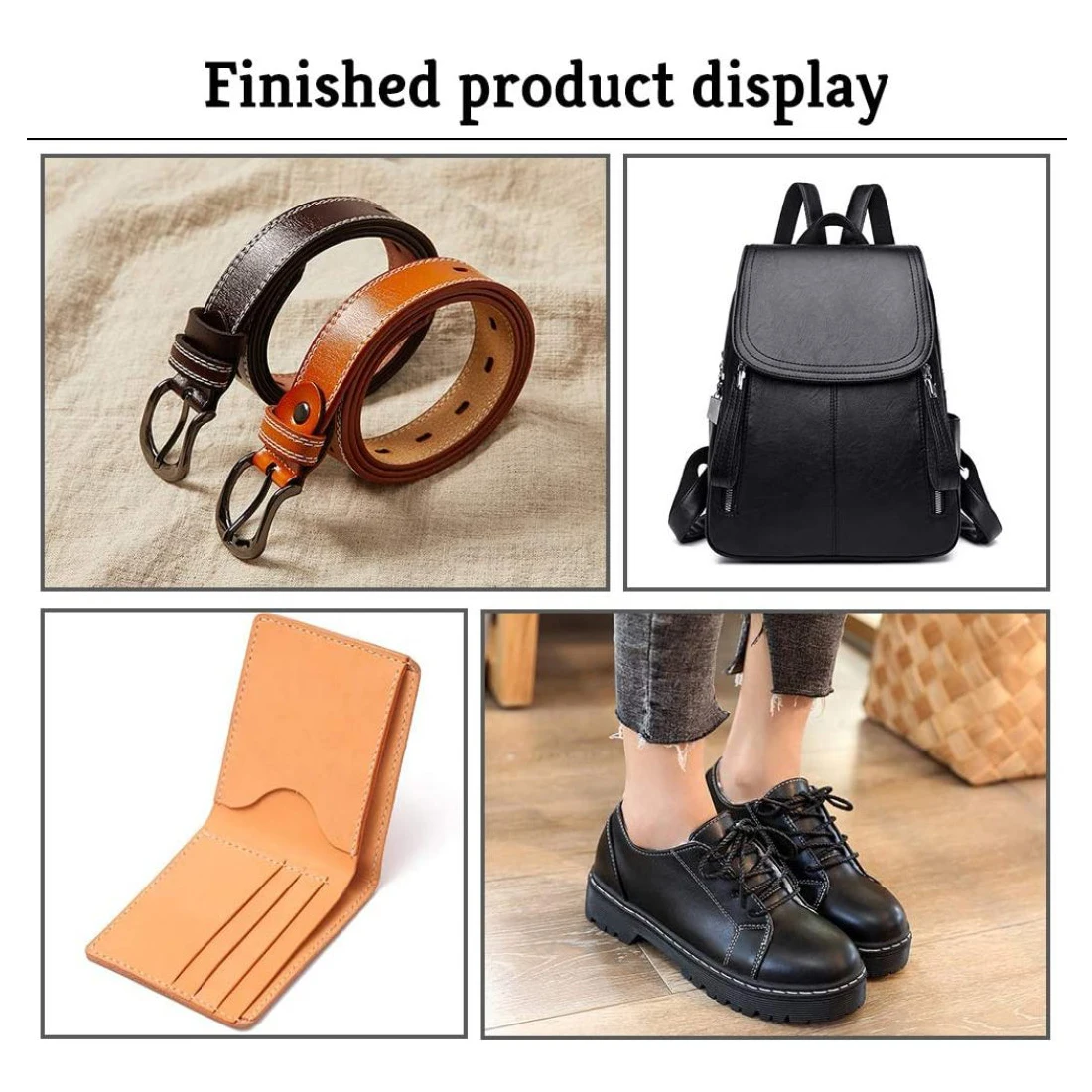 Leather Sewing Kit DIY Leather Sewing Awl Needle kit with Copper Handle Leather Shoes Repairing Tool w/ Black/Brown/White Thread - Image 6