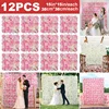 12PCS Artificial Flowers Roses Wall Panel 3D Flower Backdrop Faux Roses for Wall Party Wedding Bridal Shower Outdoor Decoration 1