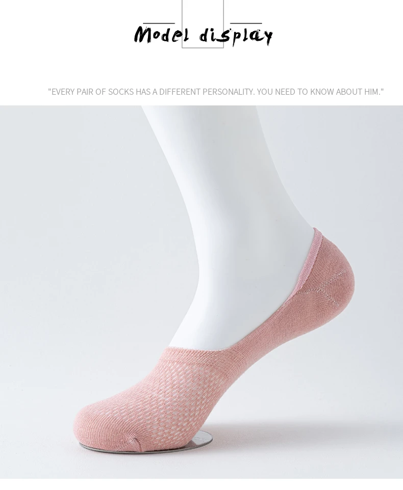 Womens Breathable Mesh Boat Socks - 5 Pairs Invisible Low Cut Anti-Slip Summer Socks