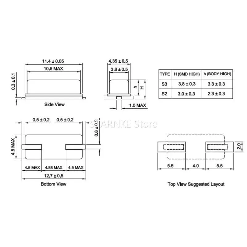 20PCS Quartz Crystal Oscillator HC-49SMD 5.000M SMD 49SMD 5M 5MHZ