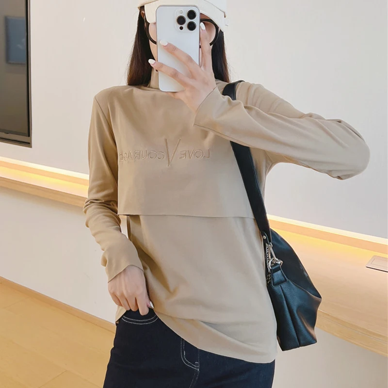 Maternity High Collar German Fleece Warm Nursing Clothes For Nursing Hoodies Mothers Breastfeeding Clothes Pregnant Clothes P14