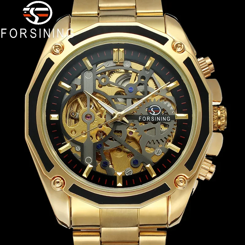 

FORSINING Automatic Mechanical Men Wristwatch Military Sport Male Clock Top Brand Luxury Gold Skeleton Fashion Man Watch 8130