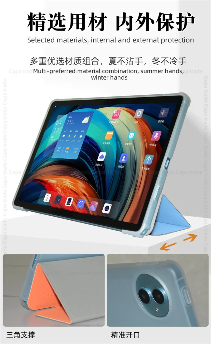 Smart Funda For Teclast P50S P50 S 2024 11" Tablet PC Slim Tri-Folding Stand Flip Book Cover Case with Soft TPU Back Shell