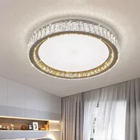 Plafonnier moderne de luxe en cristal, anneau lumineux doré, décoration intérieure pour chambre et salon, luminaire LED réglable 4