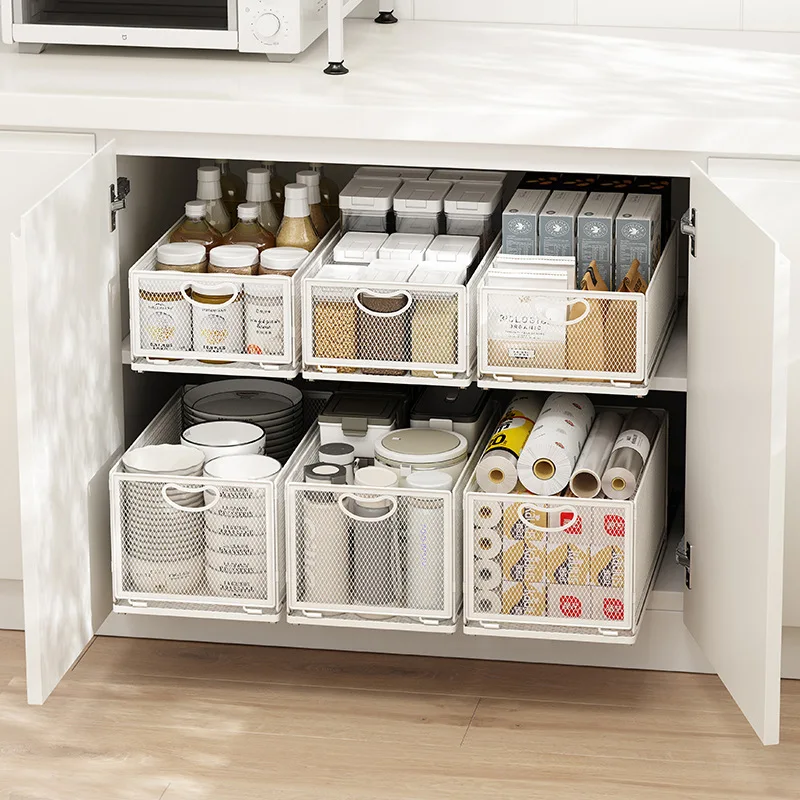 Kitchen-Storage-Rack-Drawer-Style-Storage-Organization-Rack-In-Cabinet ...