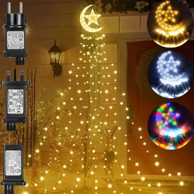 8 Modes Timer LED Christmas Tree Waterfall Lights with Star Topper Memory  Twinkle Garden Holiday Lighting Christmas Decorations - AliExpress