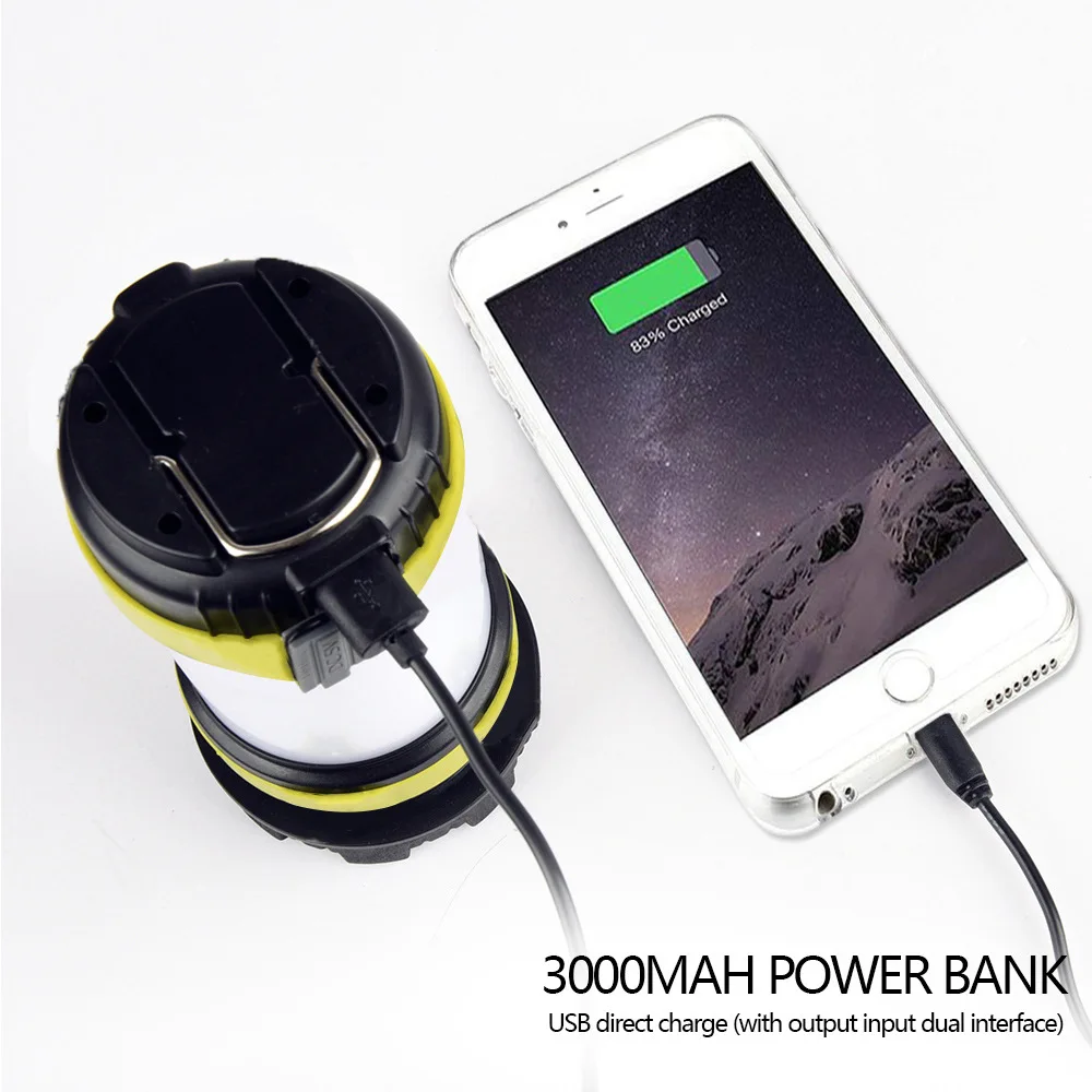 USB 충전식 야외 LED 손전등, 8000 루멘, 휴대용 다기능, 4 가지 모드, 캠핑 램프