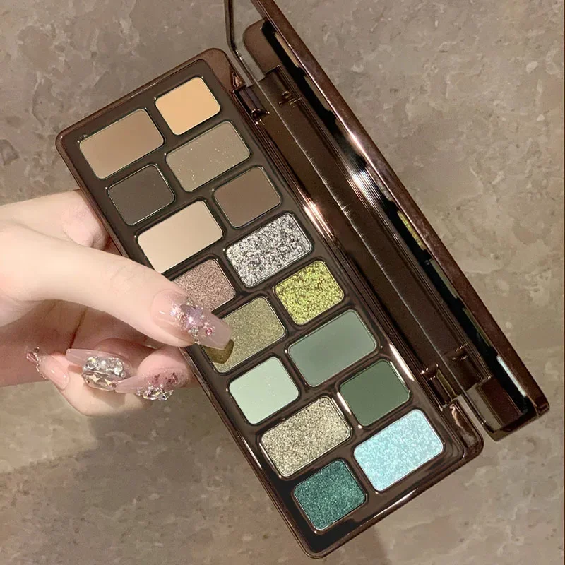 Diamond Pearl Punk Red Black Eye Shadow Makeup Palette Waterproof Lasting Matte Green Glitter 16 Color Eye Shadow Palette Makeup