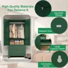Metal Armoire Wardrobe Closet, Clothing Storage Cabinet with Hanging Rods and 2 Drawers, Household Closet Organizers 4