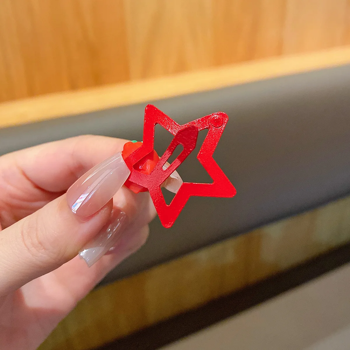 5 Red Star Hair Clips Strawberry BB Clips