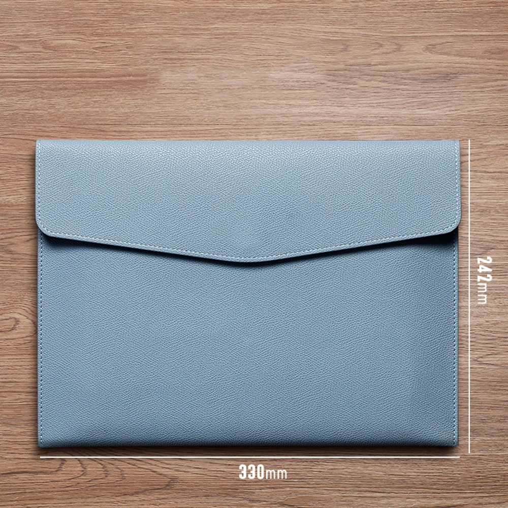 Documents Pouch File Bag PU Leather Snap Closure A4 File Pocket Folder Stationery Dustproof Business Office School New