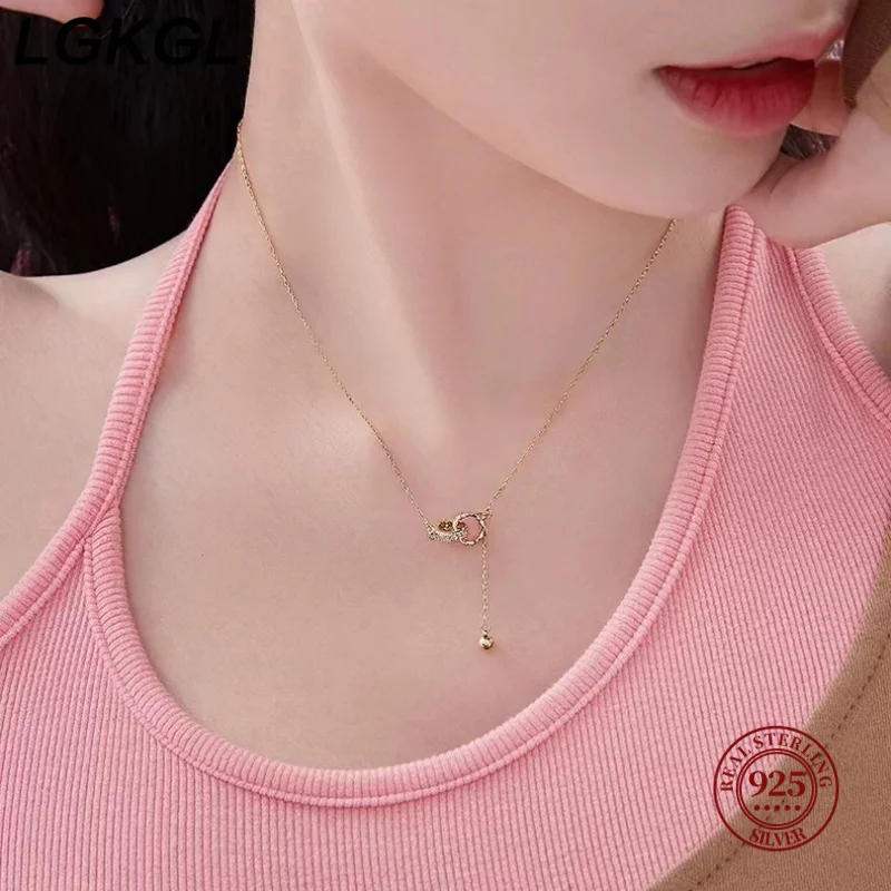 LGKGL S 목걸이, 더블 링 링 버클 태슬, 고급 패션 스웨터 체인, 저렴한 가격