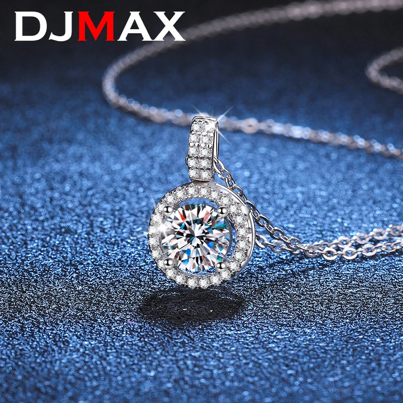 DJMAX S925 Sterling Silver Neck Chain Fine Jewelry D Color 1Carat