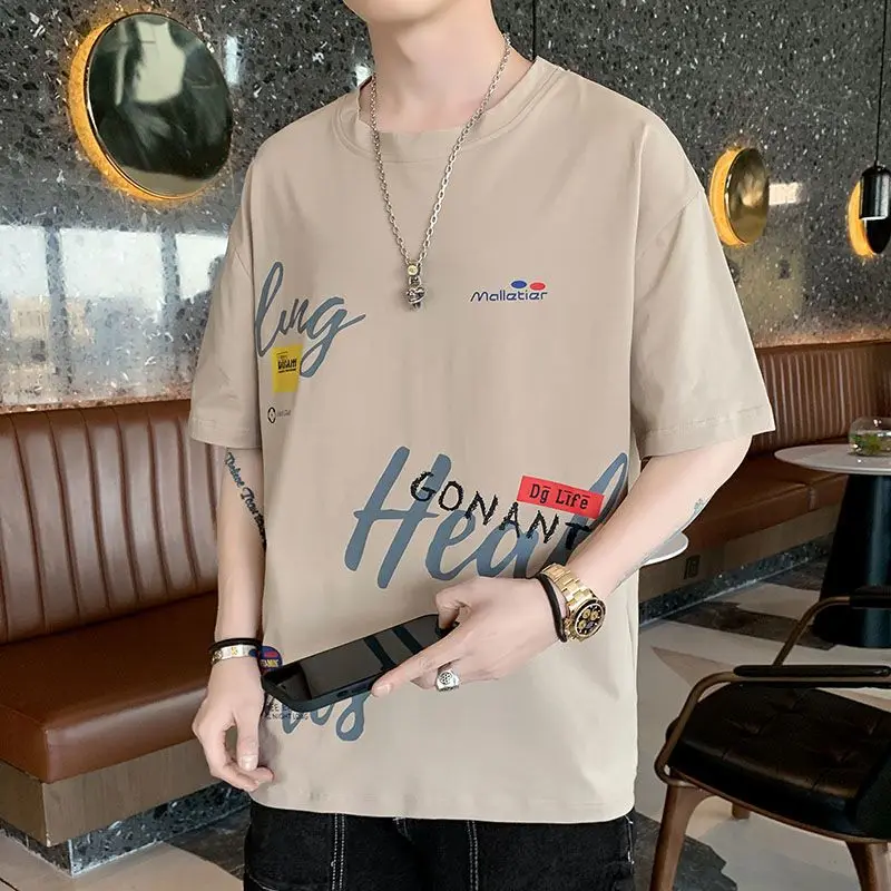 Camisetas para hombre, camisetas con el alfabeto, camisetas para hombre, camisetas estampadas, top 100℅ de algodón, ropa barata y cómoda, estilo Y2k, estilo informal, estilo Harajuku