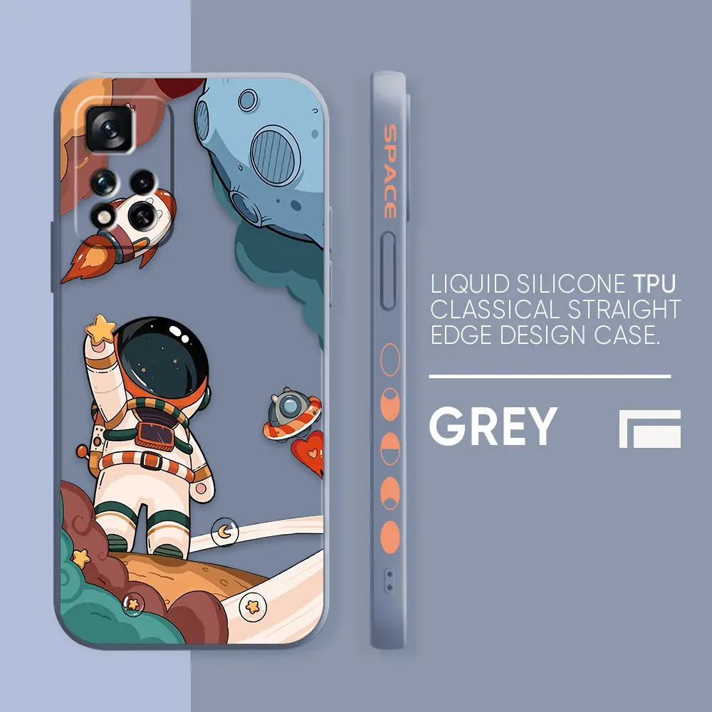 thumbnail image 1 of Case For Redmi Note 12 11 11T 11R 11E 10 9 8 7 7S PRO PLUS 4G 5G Simple Liquid silicone Case Cute Cartoon Spaceman Astronaut, 1 of 5