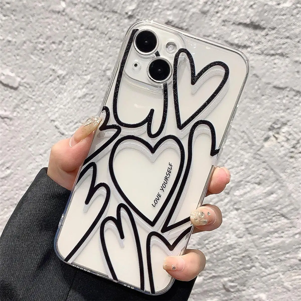 Charming Heart Love Transparent TPU Phone Case