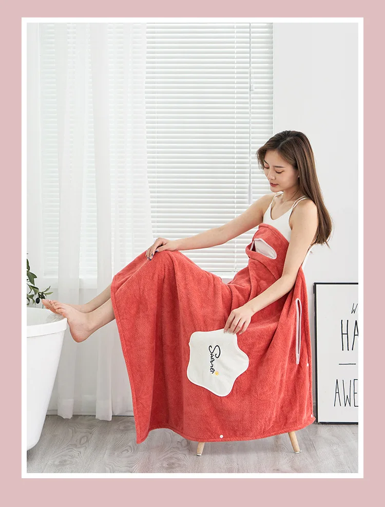 Thickened Long Bath Towel Microfiber Ladies Sexy Wearable Quick Dry Magic Bath Beach Spa Bathrobe Laundry Beach Dress 5