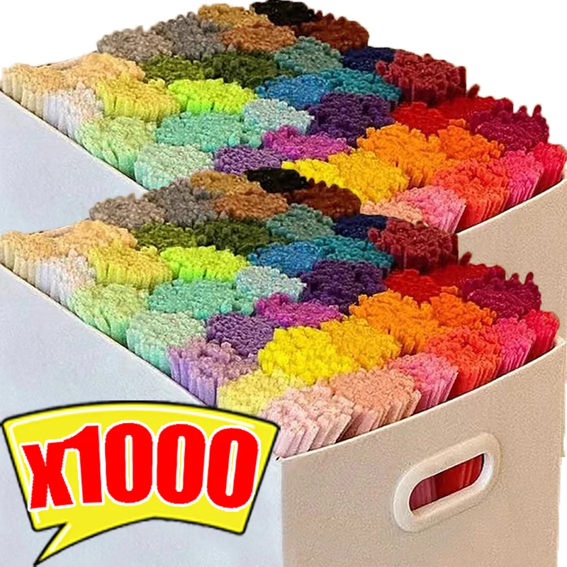 Colorful Chenille Stems Pipe Cleaner 1000/10pcs DIY Plush Tinsel Stem Wired Twist Stick Hair Strip Kid Handmade Educational Toys