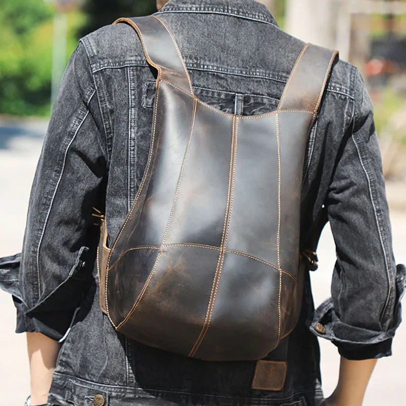 

Индивидуальный рюкзак AETOO из кожи Крейзи Хорс, новинка, кожаный оригинальный Оригинальный рюкзак из первого слоя воловьей кожи в стиле ретро для мужчин и женщин