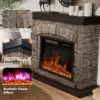 Electric Fireplace with Mantel,Freestanding Stone Fireplace Heater TV Stand with Remote Control, Realistic Flame Effect &3D Log 5