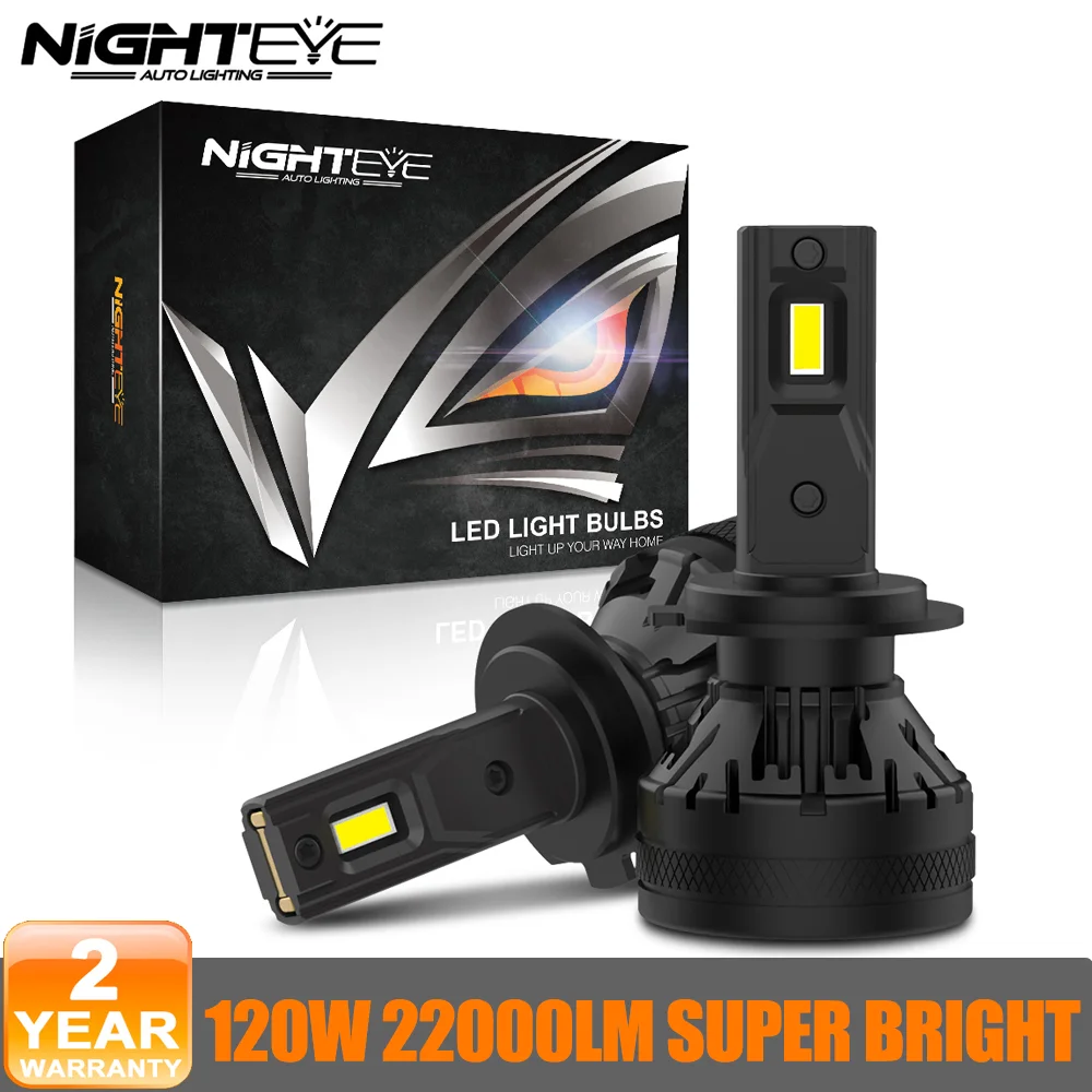 Сверхъяркие светодиодсветодиодный лампы NIGHTEYE N37 120 лм 9005 Вт H7 Canbus H4 H11 H8 H9 9006 HB3 9007 HB4