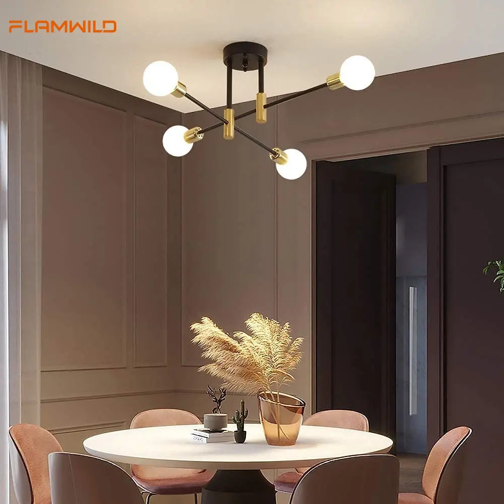 Modern Chandeliers Industrial Semi Flush Mount Fixture for Kitchen Dining Bedroom Living Room light Decoration