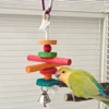1 pc Random Color Wood Beads Hanging Bird Bite Skewers Toys Interactive Chew Teeth Toys with Bell for Pet Parrot Cage Decoration 3