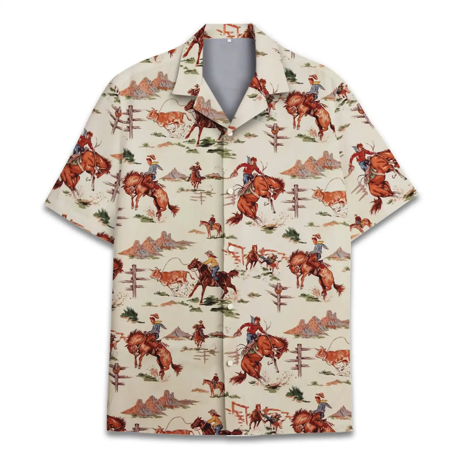 Western Cowboy Hawaiian Men'S Shirt T-shirts for men Short sleeve tee tops Oversized shirt summer men dress shirt Men's clothing