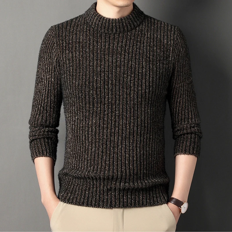 

2023 Thickened Sweater Men's Sweater Half High Collar High Collar Autumn and Winter Warm and Comfortable Casual Versatile