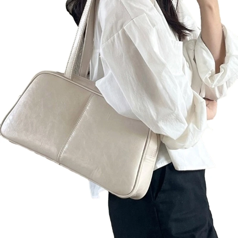 All-matching Shoulder Bags Leather Handbag Large Capacity Underarm Bag for Women E74B