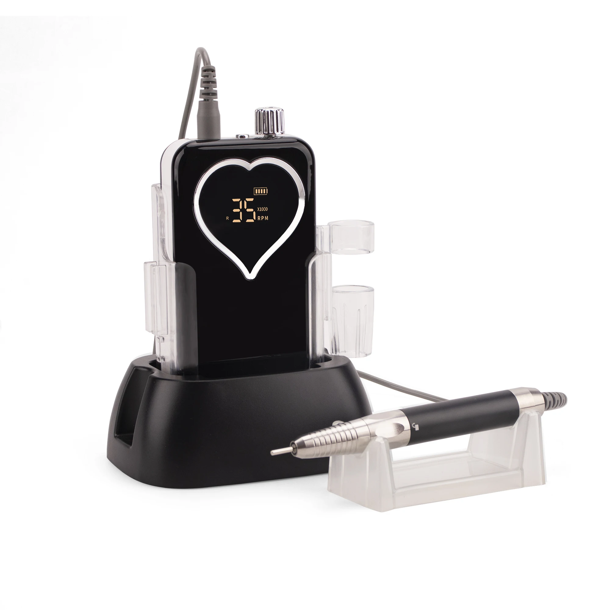 Classical Black Set Manicure Tool Nail Supply Brushless Quiet 35000rpm Rechargeable Nail Drill Machine Nail Sander 4