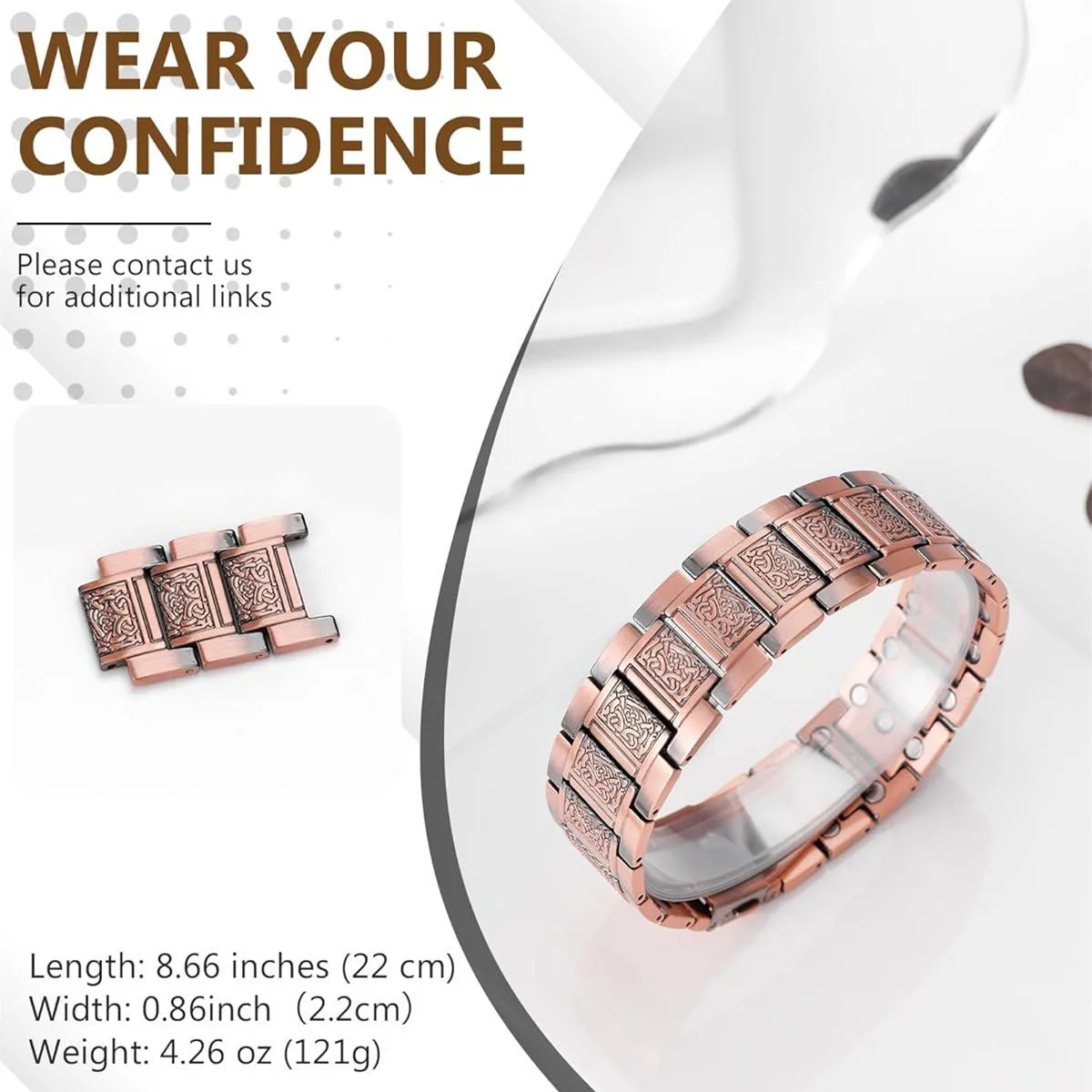 Bracelet Magnétique 5000 Gauss - Acier Inoxydable - Or Et Argent - Neuf Sans Boîte