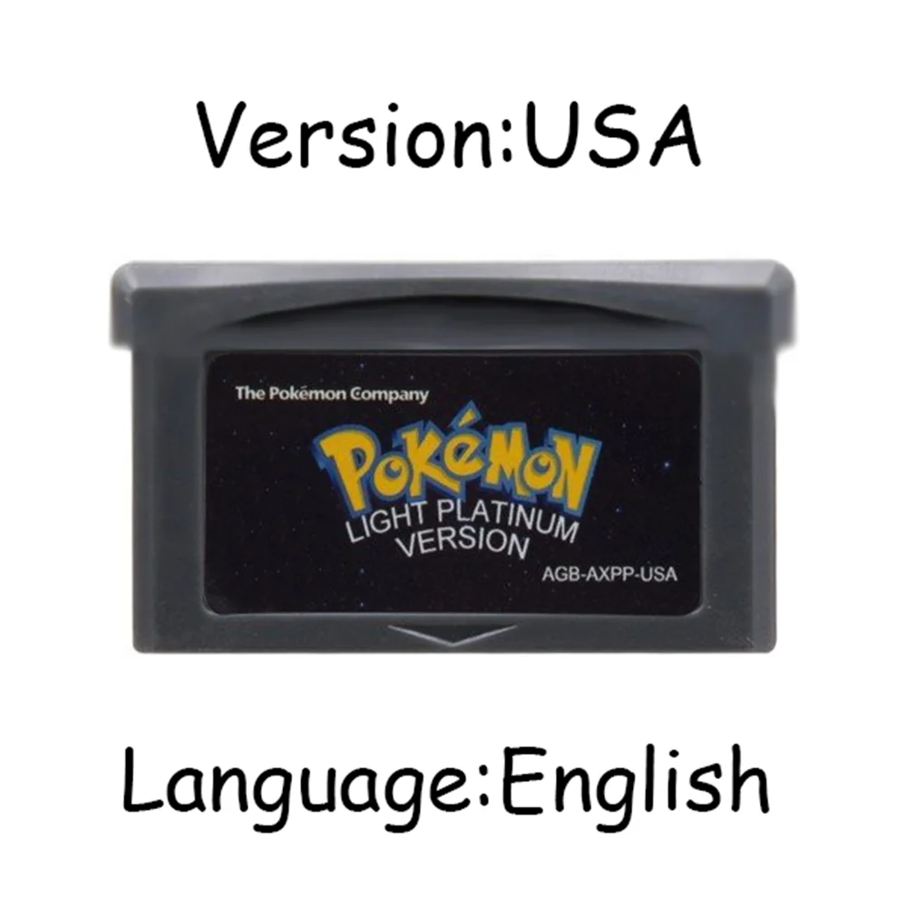 GBA 게임 카트리지 32비트 비디오 게임 콘솔 카드 애쉬그레이 액정 라이트 플래티넘 모에몬 에메랄드 영어판