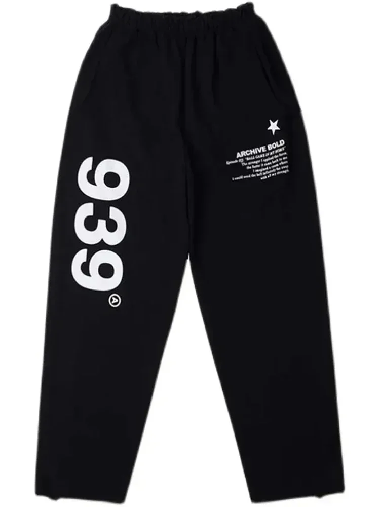 Y2K Sweatpants Women Korean Black Letter Print Wide Leg Pants Fashion Hip Hop High Waist Female Casual Trousers