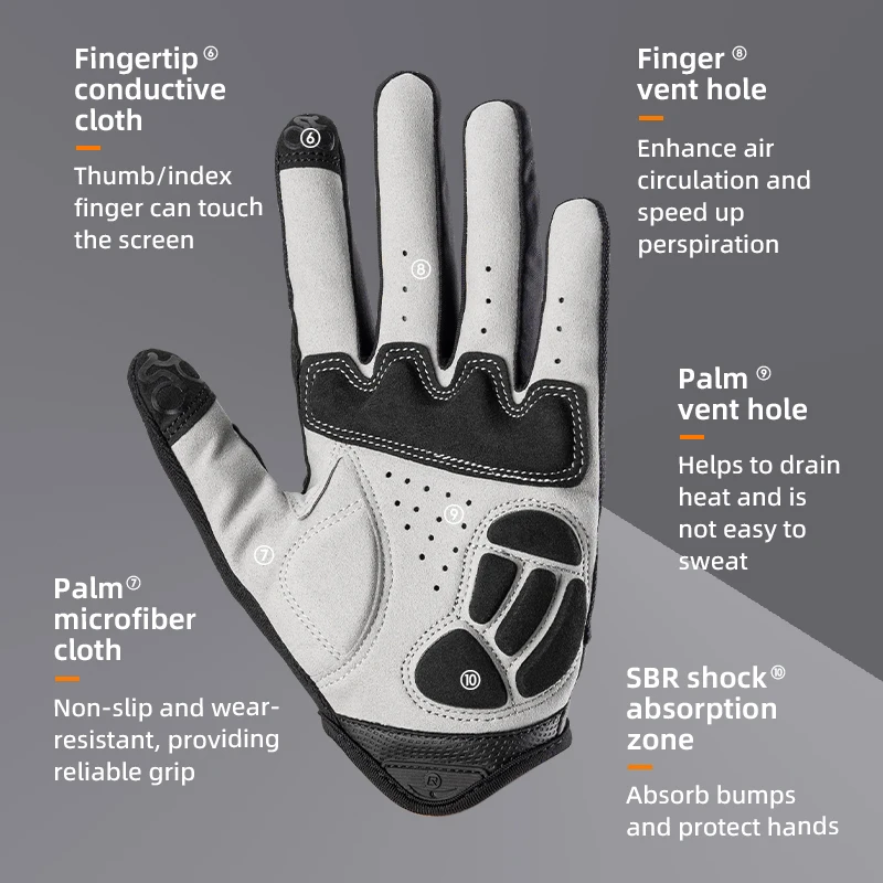 ROCKBROS Windproof Cycling Gloves Bicycle Touch Screen Riding MTB Bike Glove Thermal Warm Motorcycle Winter Autumn Bike Clothing 5