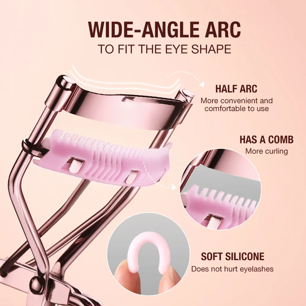 Eyelash Curler Professional Rose Gold Eyelash Curler Eyelash Accessories Makeup Tool Set Ladies Quick Styling Compact Portable