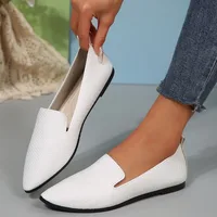 Fashionable Sliding on Loafers Breathable Stretch Ballet Shallow Flat Women's Soft Sole Toe Shoes for Women 1