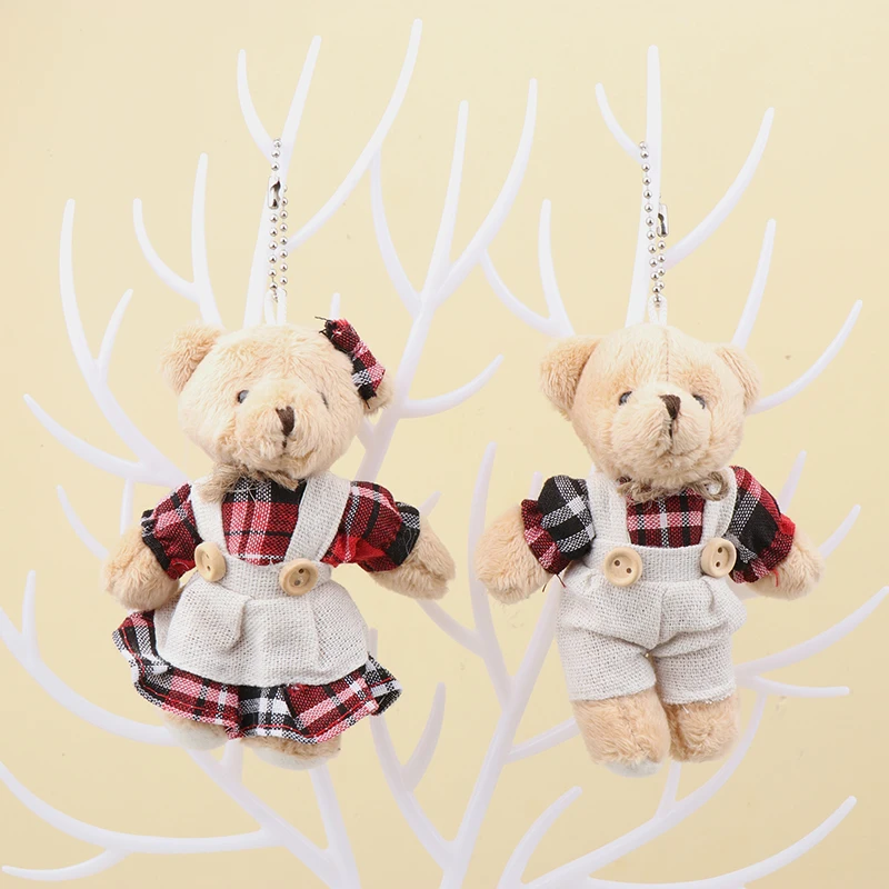 Cartoon Wear Clothes Bear Plush Toy Keychain Soft Stuffed Doll Pendant Backpack Car Bag Key Ring Decor Kid Gift plush doll plush keychain plush pendant