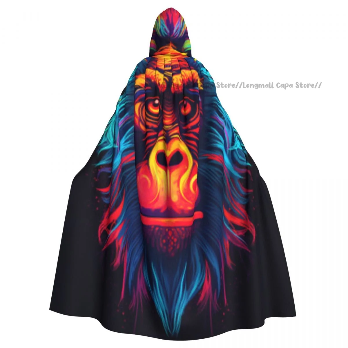 

Witch Cloak Monkey Head Illustration Halloween Cosplay Costume Unisex Adult Cloak Retro Ages Cape