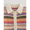 TRAF ZR Short Set Woman Two Pieces Casual Elegant Prairie Chic Striped Patchwork Sets Women's Summer Suit Set Short Sleeve Sets 5