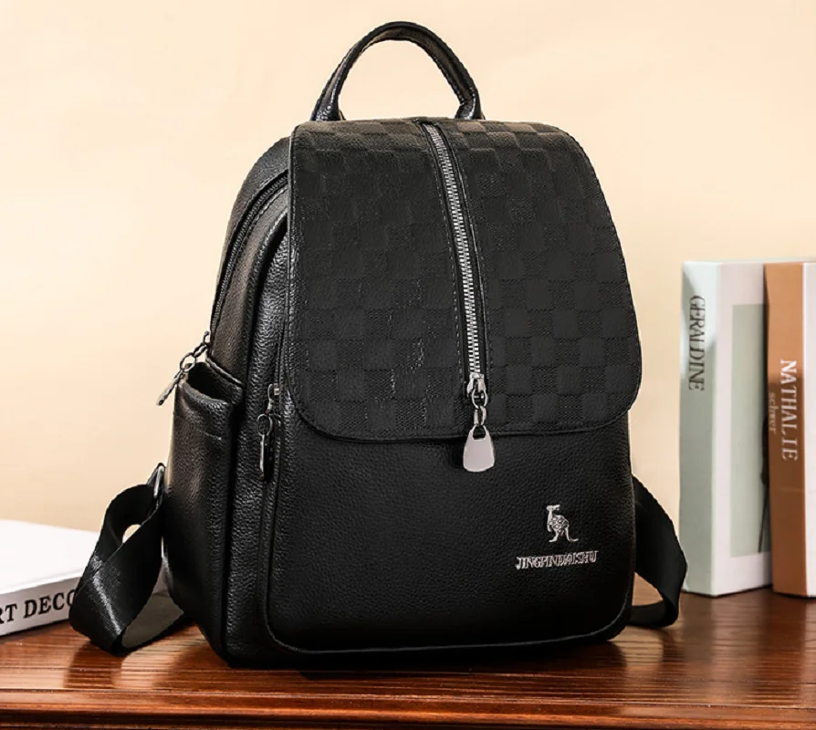 New Fashion Women Backpack Luxury Plaid Designer Leather Large Capacity Shoulder Bags School Bag Ladies Casual Travel Backpacks