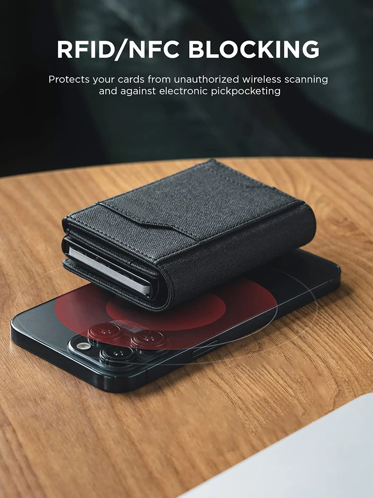 Pop up Card Wallet RFID Blocking Credit Card Holder Three Fold Wallet with Large Capacity 3